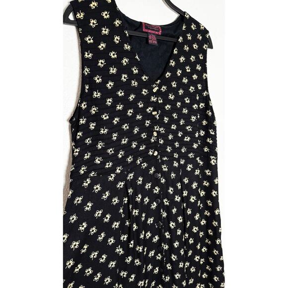 Vintage April Cornell Trading Women's Button Front Maxi Dress Rayon Made India L - Picture 4 of 12